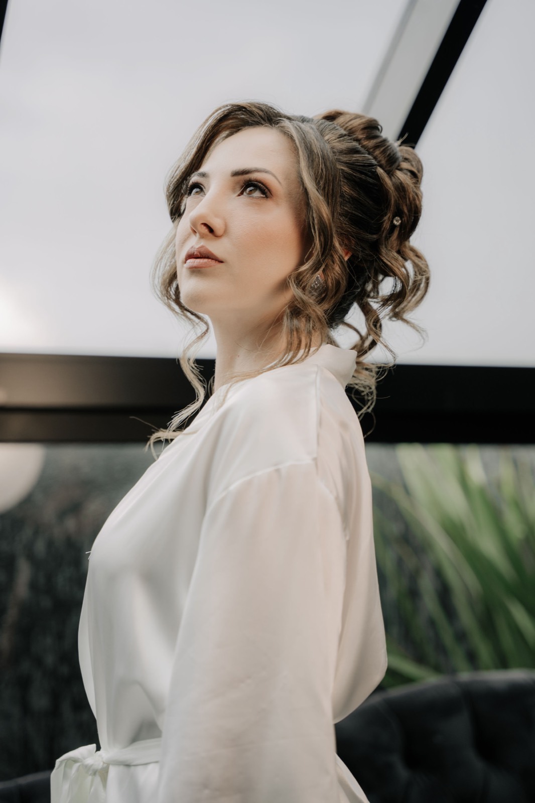Retrato de noiva com penteado preso